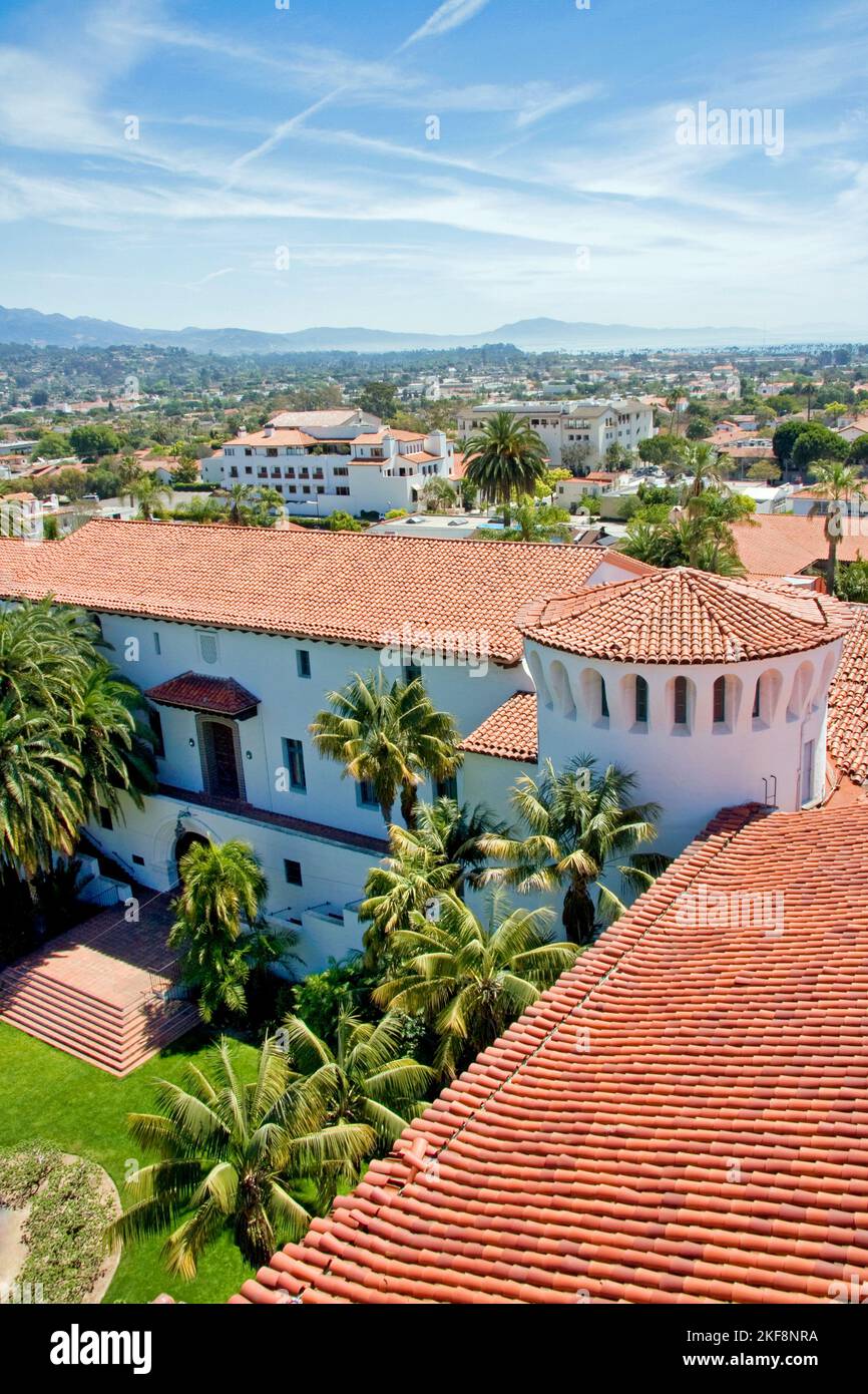 Vue sur Santa Barbara depuis le palais de justice, Californie Banque D'Images