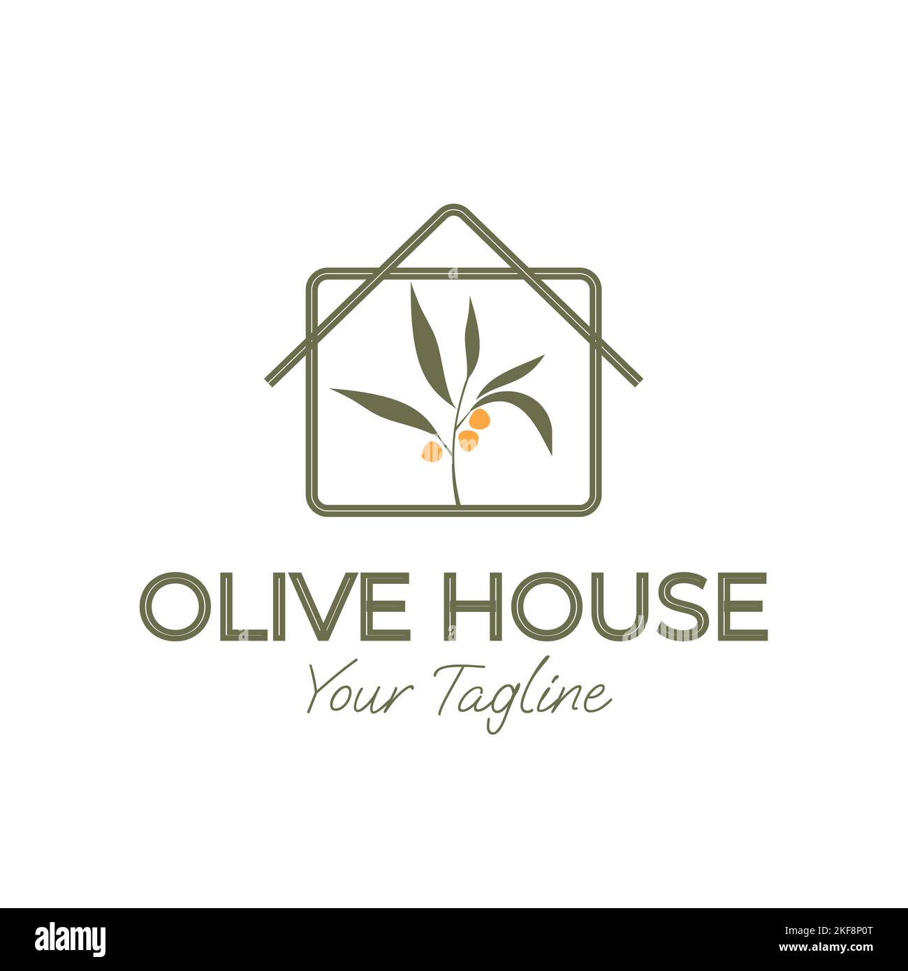 Olive Plant Design House Premium résidentiel Appartement Design logo Illustration de Vecteur