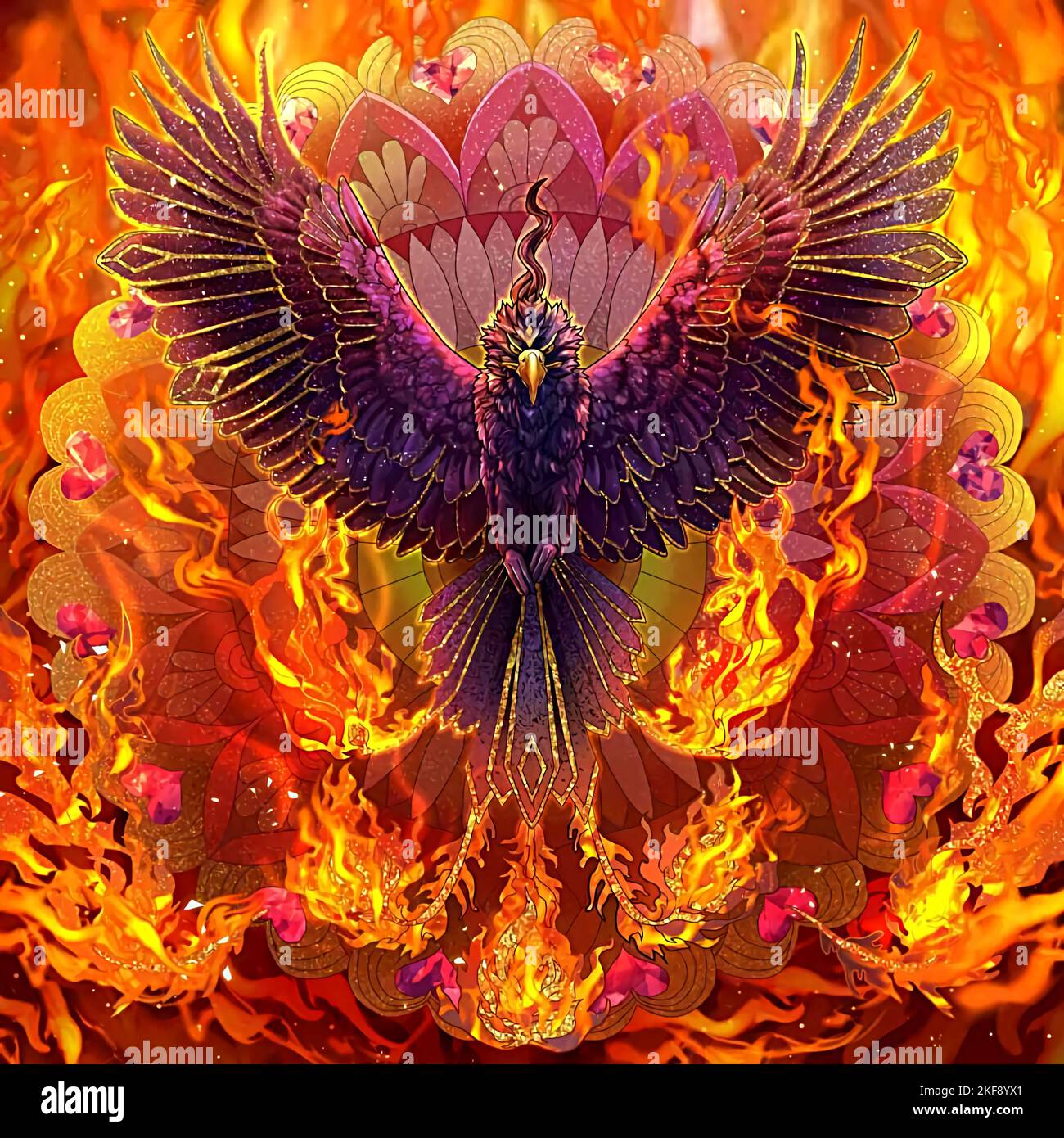illustration d'un phoenix et d'un incendie Banque D'Images