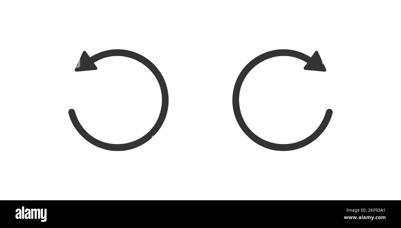 Icônes de retour et d'avance rapide avec des flèches circulaires. Boutons de répétition et de suite ronds isolés sur fond blanc. Éléments de lecture du lecteur audio ou vidéo. Illustration graphique vectorielle Illustration de Vecteur