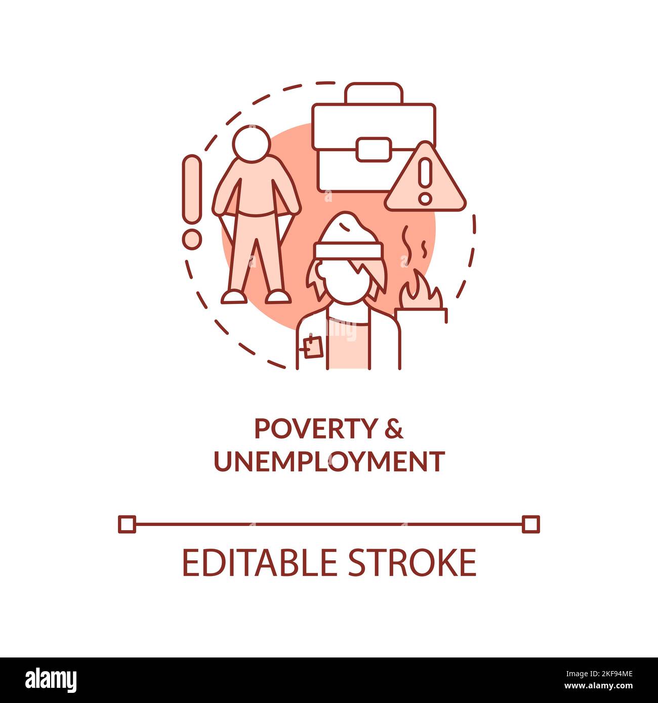 Icône rouge pauvreté et chômage Illustration de Vecteur