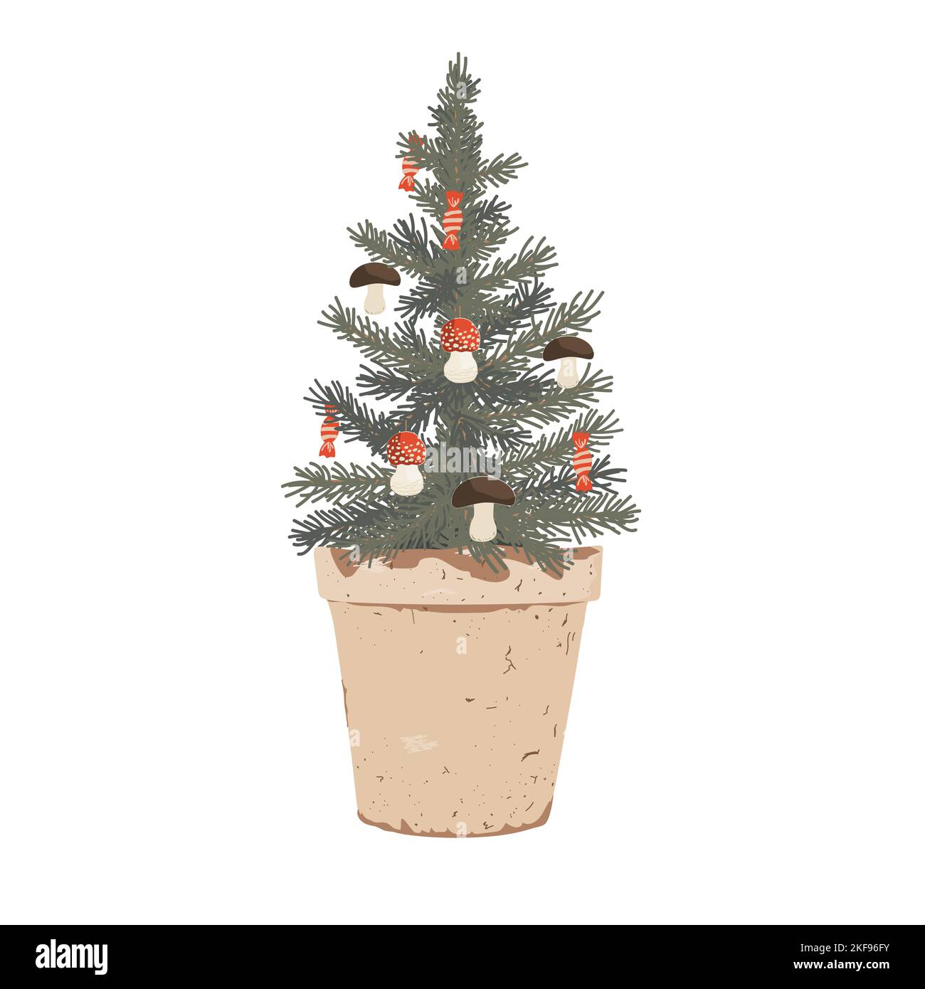 petit pot ceramique - etat neuf - decoré motif sapin + pere noel