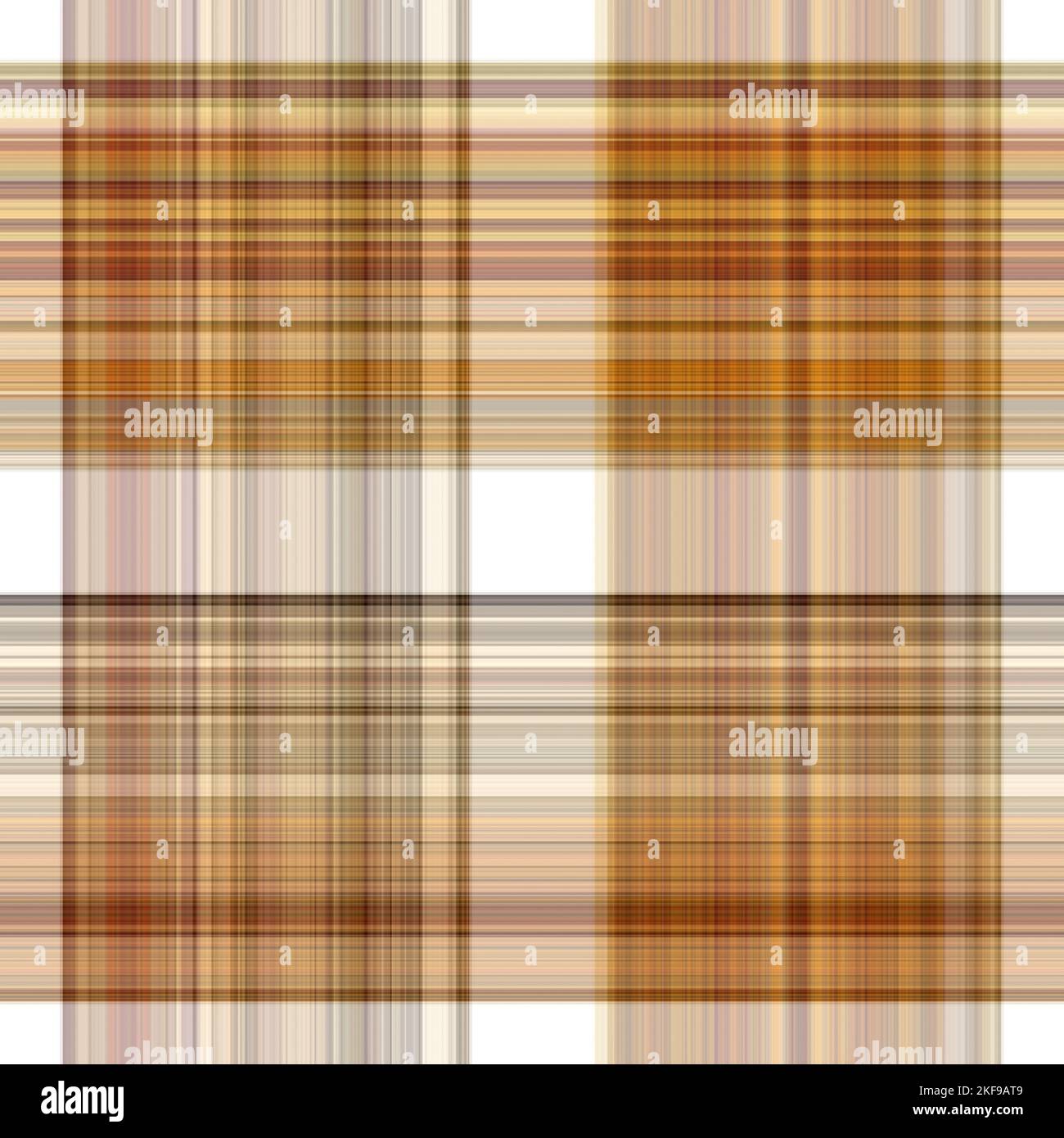 Tissu écossais blanc forêt à motif sans couture. Motif écossais de forêt automnale ton sur ton avec texture organique. Arrière-plan de bande orange pour papier peint rugueux. Banque D'Images