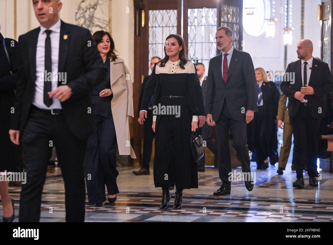 Zagreb, Croatie, 16/11/2022, le roi espagnol Philip VI et la reine Letizia se rendent en Croatie. Le Président de la République Zoran Milanovic et la première Dame Sanja Music Milanović et leurs Majestés le roi Philippe VI d'Espagne et la reine Leticia ont participé au Forum croate-espagnol IFMIF-DONES dans les Archives d'Etat croates ina Zagreb, Croatie 17 novembre photo: Igor Soban/PIXSELL Banque D'Images