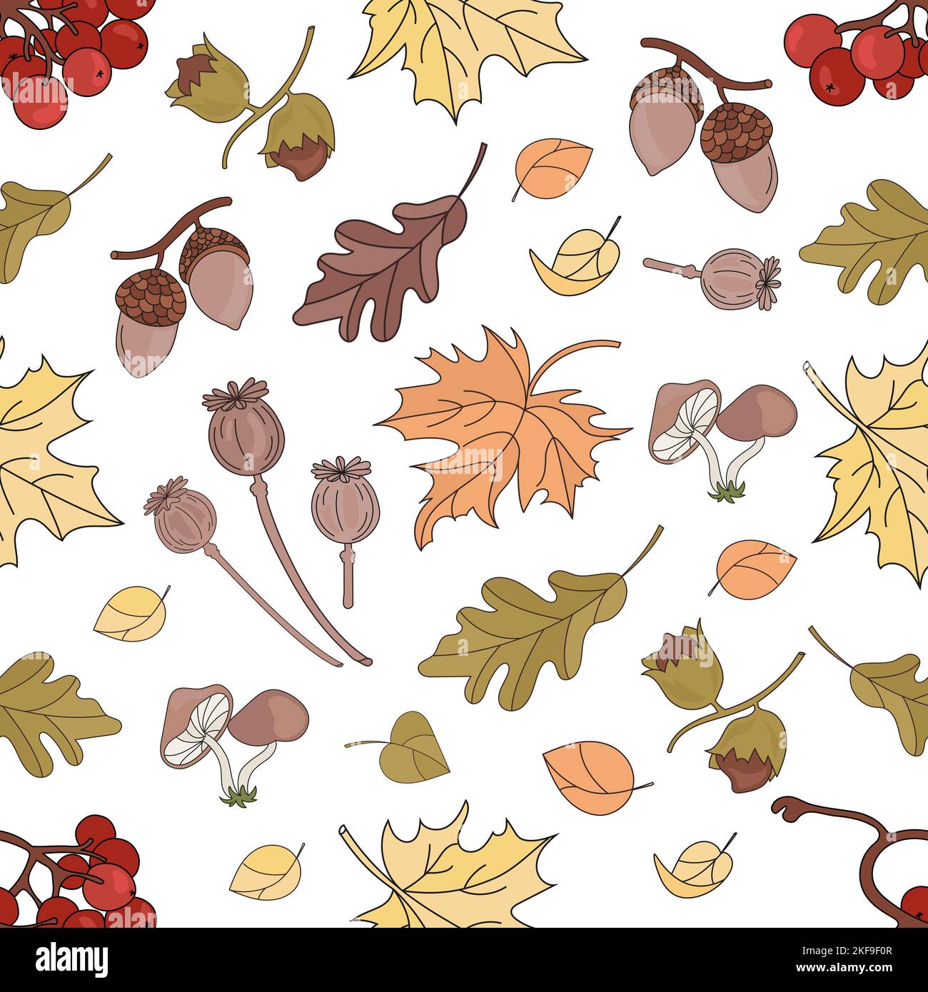 AUTOMNE RAWBERRY nature Forêt Paysage automne saison sans couture motif Vector Illustration pour impression Illustration de Vecteur