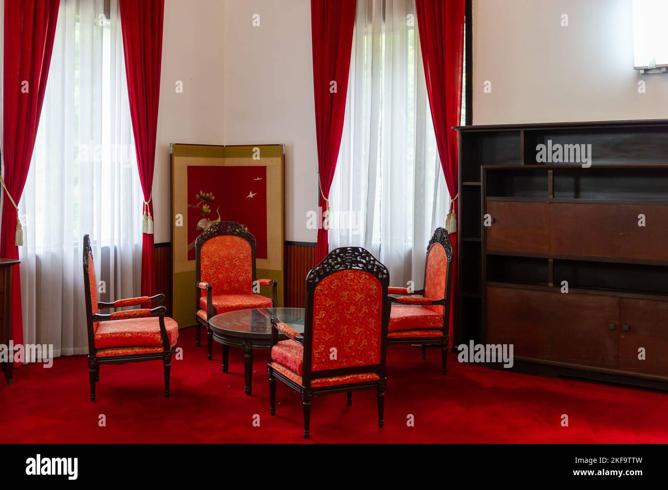 Le bureau présidentiel au Palais de la réunification, Ho Chi Minh ville, Vietnam Banque D'Images