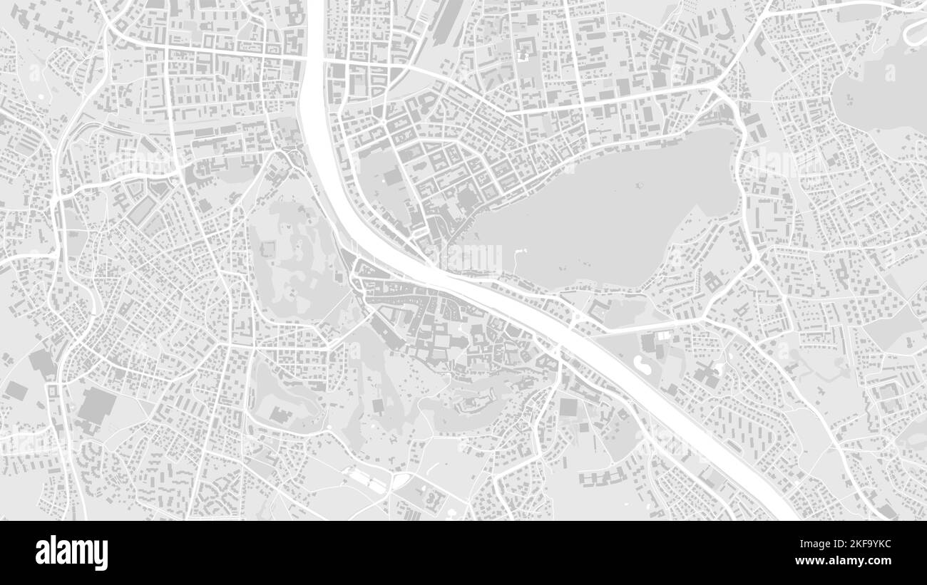 Carte d'arrière-plan vectorielle de la ville de Salzbourg, blanc et gris clair, illustration des routes et de la cartographie de l'eau. Format écran large, design plat numérique ro Illustration de Vecteur