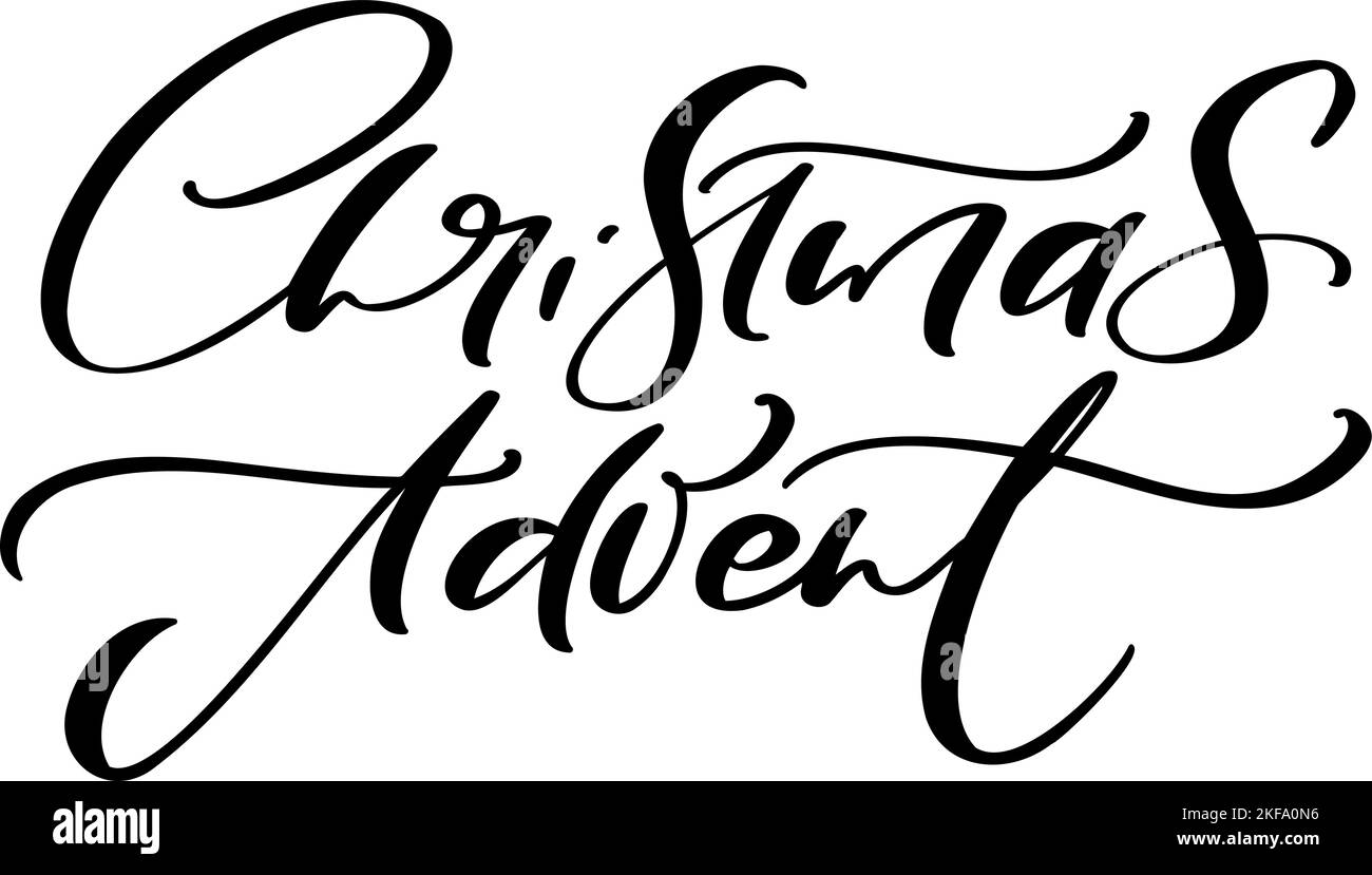 Texte de lettrage calligraphique manuscrit vectoriel de l'Avent de Noël. Design pour les vacances d'hiver, calendrier de l'Avent de Noël, cartes de vœux, affiche Illustration de Vecteur
