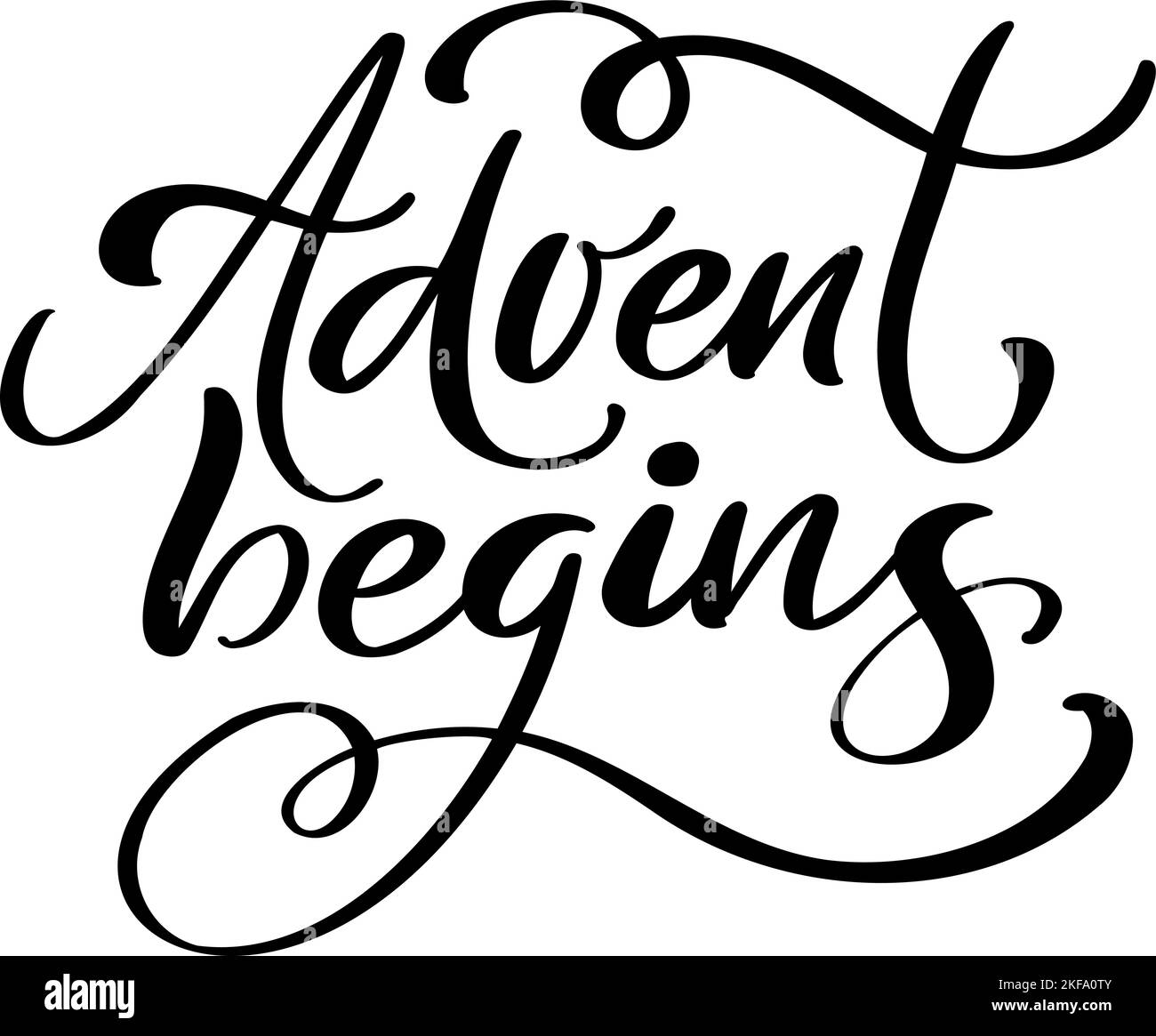 Texte de lettrage calligraphique manuscrit vectoriel l'Avent commence. Citation design pour les vacances d'hiver, calendrier de l'Avent de Noël, cartes de voeux, affiche Illustration de Vecteur