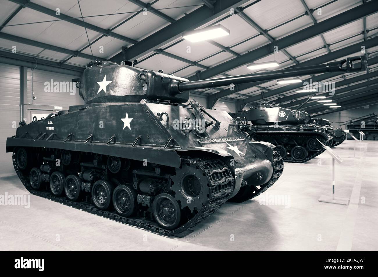CHARS AMÉRICAINS au Musée russe de l'équipement militaire. Musée des chars et des véhicules blindés à Patr Banque D'Images
