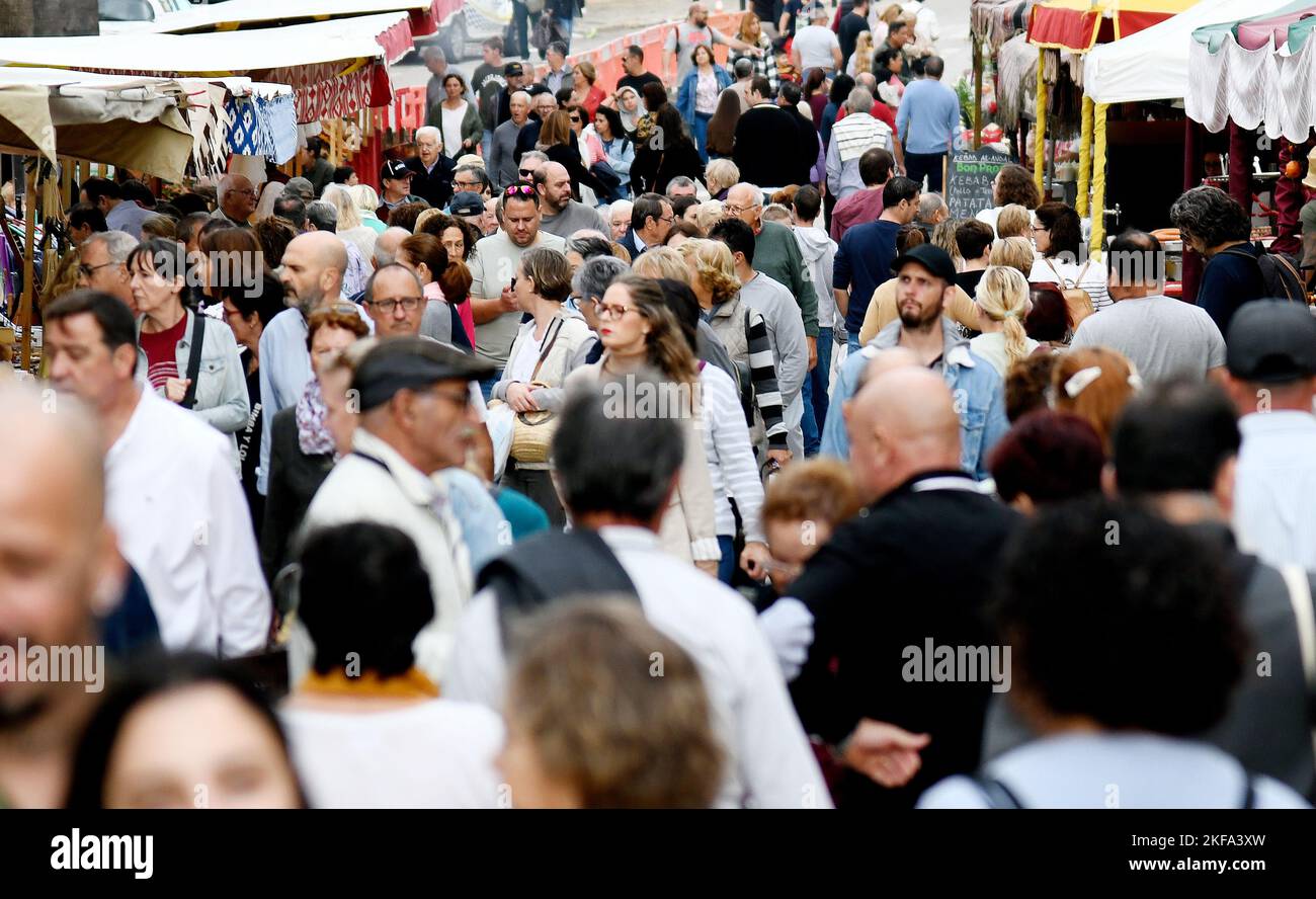 Majorque, Espagne. 17th novembre 2022. Célébration de 'Dijous Bo' à Inca, Majorque. La foire la plus typique de l'île de Majorque qui est célébrée chaque quatrième jeudi après Sant Lucas. Vous pouvez trouver des produits typiques de l'île et aussi une grande variété d'animaux et de plantes. Crédit: Joan Llado / Alay Live News Banque D'Images