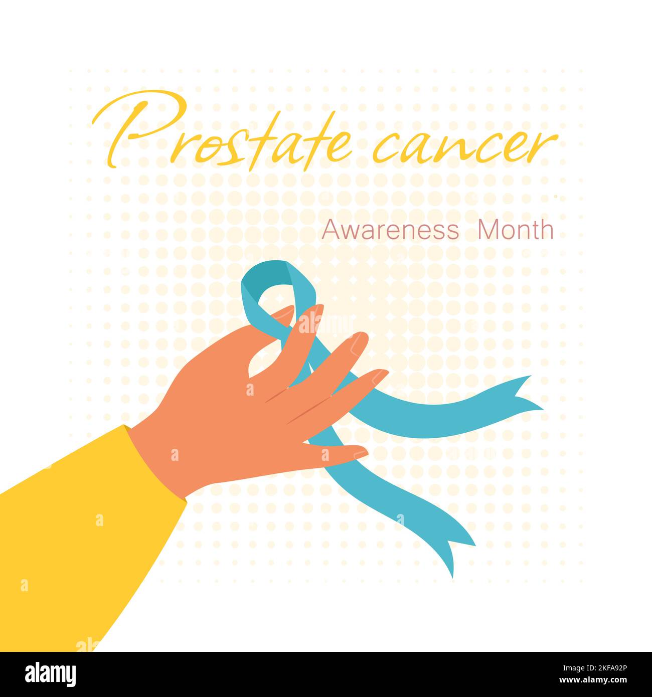 Ruban bleu dans la main symbole du cancer de la prostate, bannière vectorielle. Mois de sensibilisation au cancer chez les hommes Illustration de Vecteur