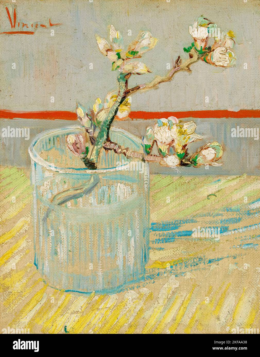 Vincent van Gogh, Sprig d'amande fleurie en verre, peinture encore en huile sur toile, 1888 Banque D'Images