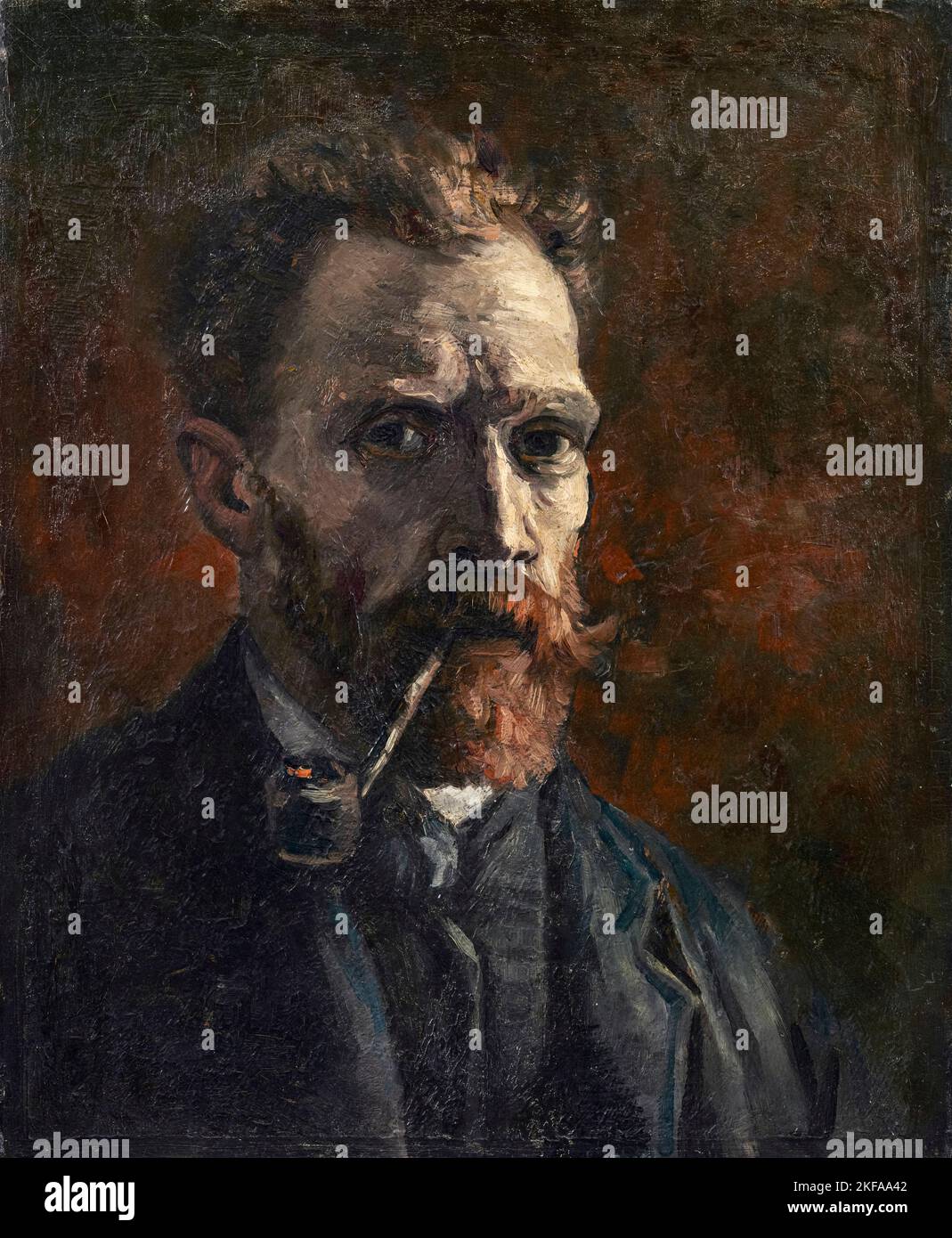 Vincent van Gogh (1853-1890), autoportrait avec pipe, peinture à l'huile sur toile, 1886 Banque D'Images