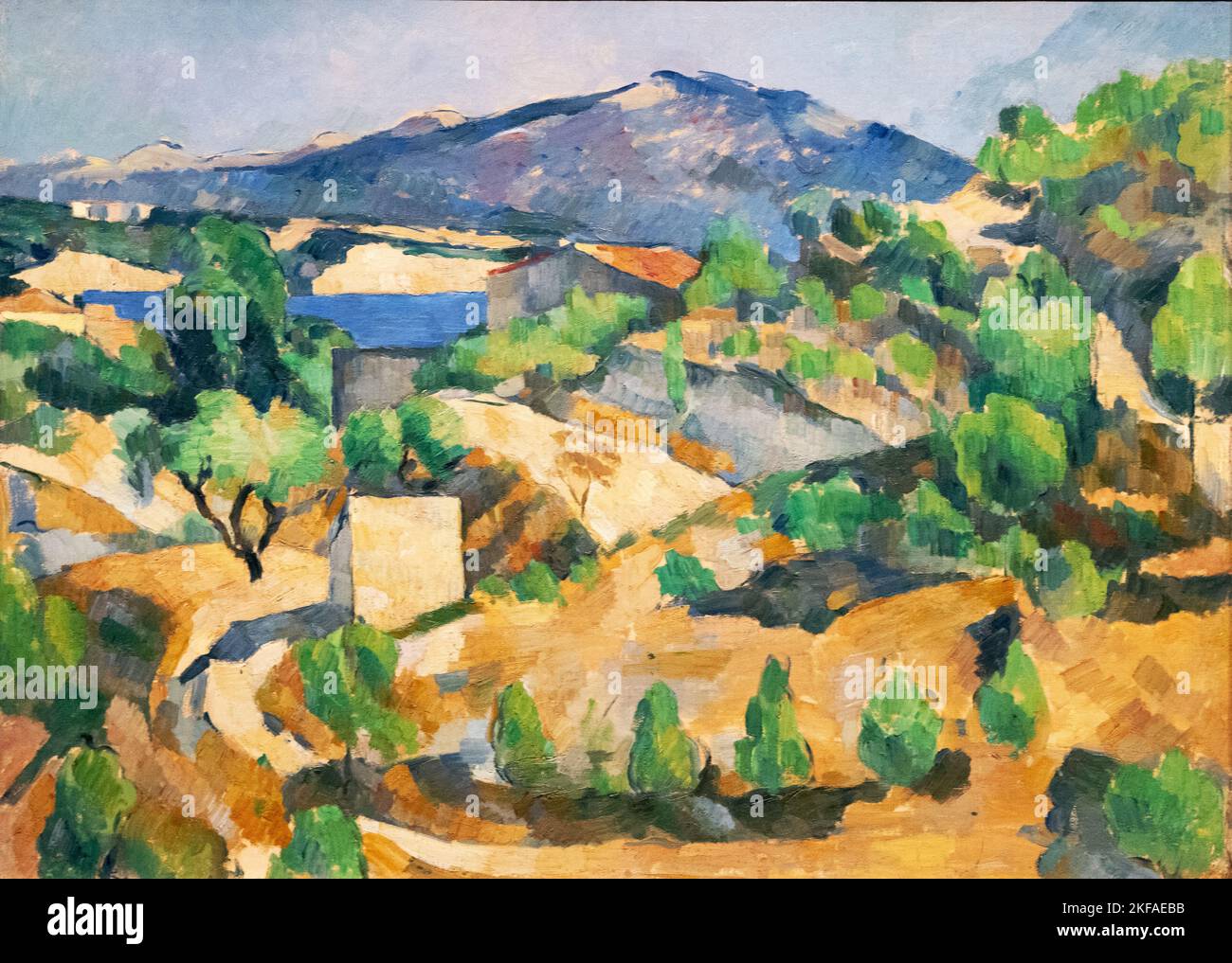 Peinture Paul Cezanne ; barrage François Zola, 1887-8 ; l'Estaque, Aix-en-provence, France; peinture de paysage post-impressionnisme, 19th siècle. Banque D'Images