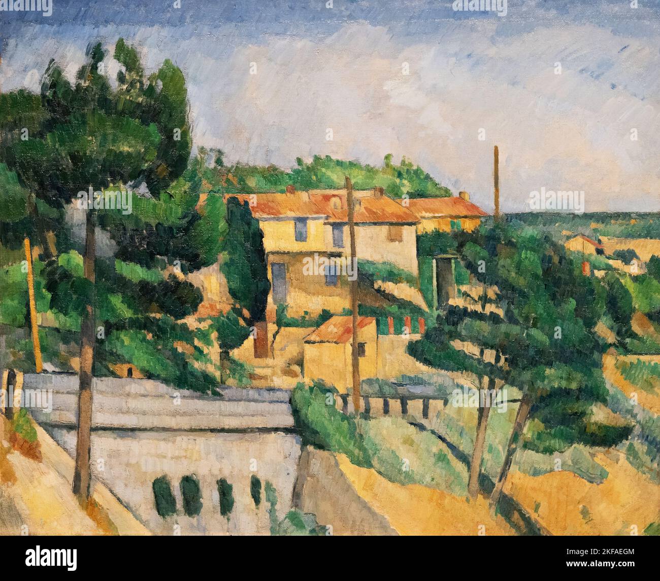 Le Viaduc à l'Estaque, 1879-82; Paul Cézanne peinture, huile sur toile. Peintre post-impressionniste, France, 19th siècle. Banque D'Images