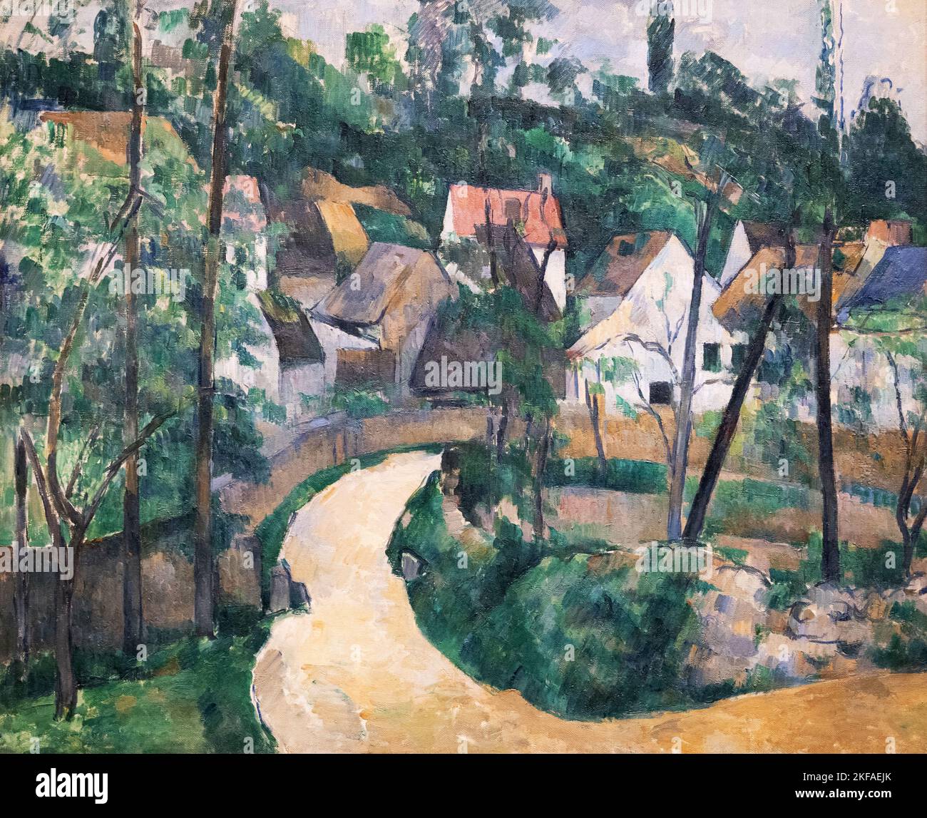Paul Cézanne peintures,- tourner dans la route, 1881, Post Impressionnisme peinture de paysage, 19th siècle. Banque D'Images