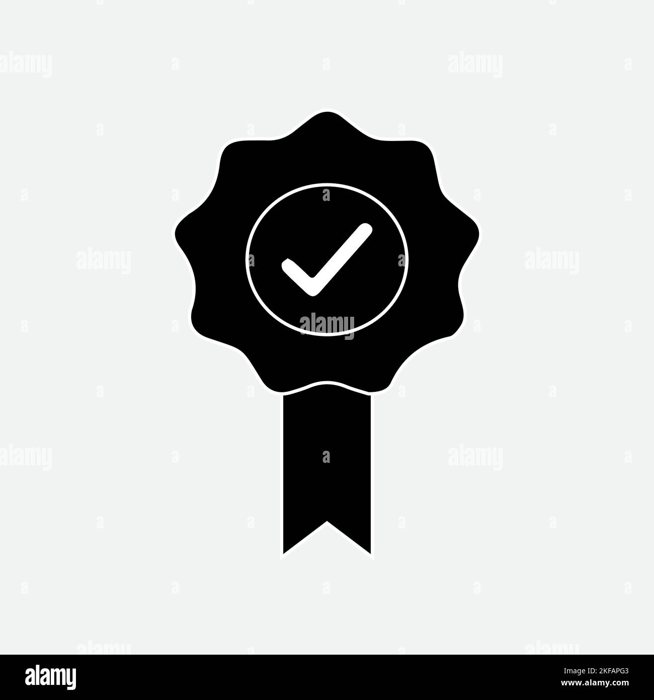 Icône en forme de rosace, icône de médaille approuvée ou certifiée dans un modèle plat. Récompense de haute qualité. Contour modifiable. Peut être utilisé pour les produits numériques Illustration de Vecteur