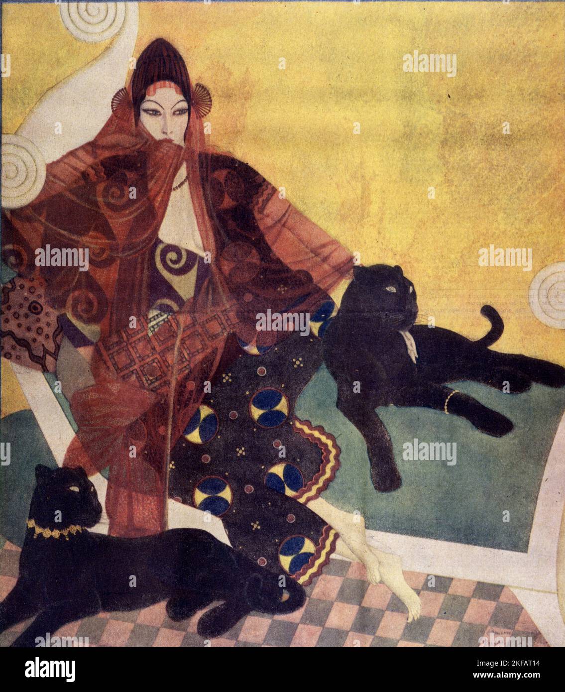 CIRCE le Sorceress a publié 3 mars,1929 dans le magazine American Weekly peint par Edmund Dulac pour la série "Famous Vamps from History". Banque D'Images