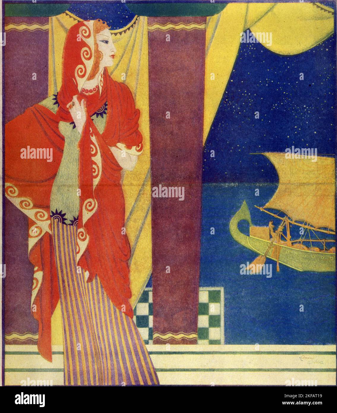 « Helen de Troy » a publié 14 avril 1929 dans le magazine American Weekly Sunday peint par Edmund Dulac pour la série « Famous Vamps of History » Banque D'Images