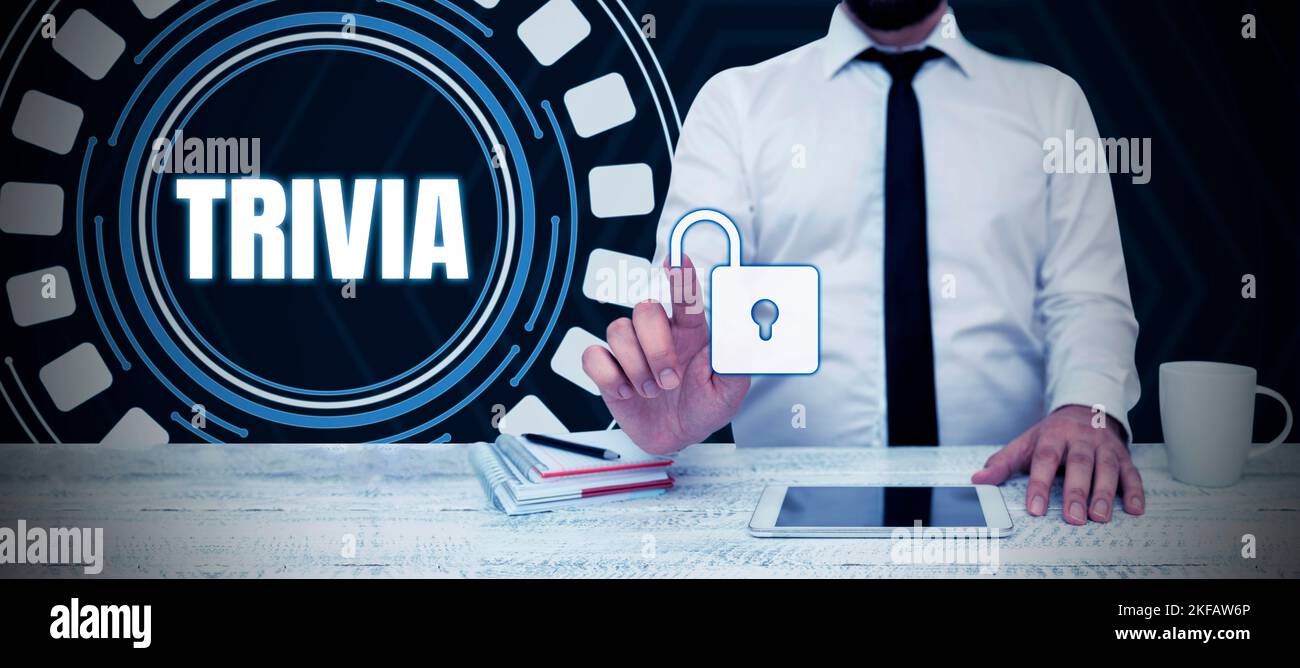 Affiche manuscrite Trivia. Détails conceptuels de la photo