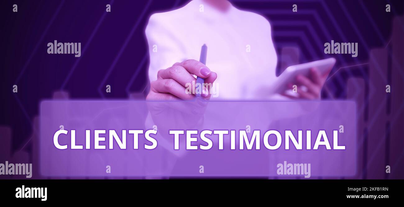 Inspiration montrant des signes clients témoignage. Présentation commerciale Déclaration formelle témoignant de l'approbation sincère des autres Banque D'Images