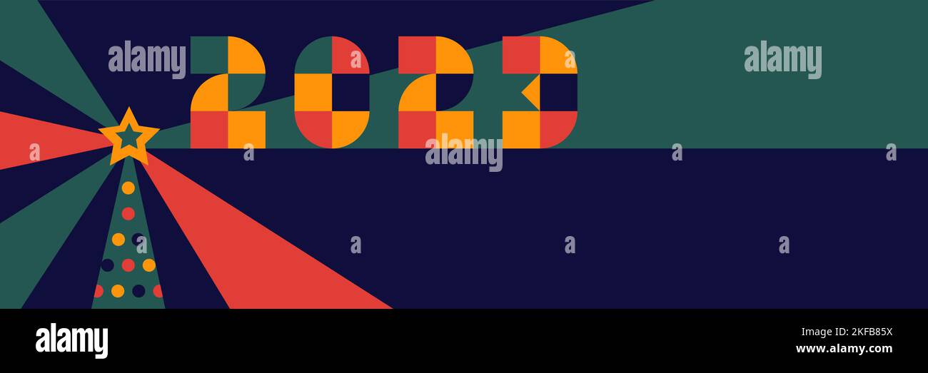 Noël bauhaus séparateur géométrique avec texte 2023. Illustration de Vecteur