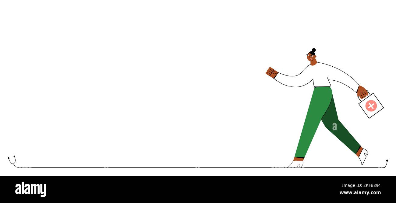 Bannière Web avec Super Hero African-American médecin. Illustration de Vecteur