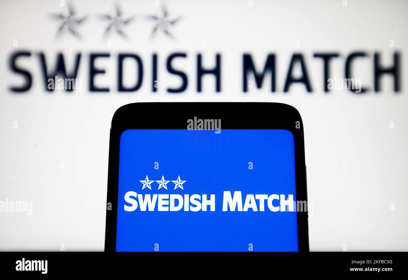 Ukraine. 17th novembre 2022. Sur cette photo, le logo Swedish Match AB apparaît sur l'écran d'un smartphone. (Credit image: © Pavlo Gonchar/SOPA Images via ZUMA Press Wire) Banque D'Images