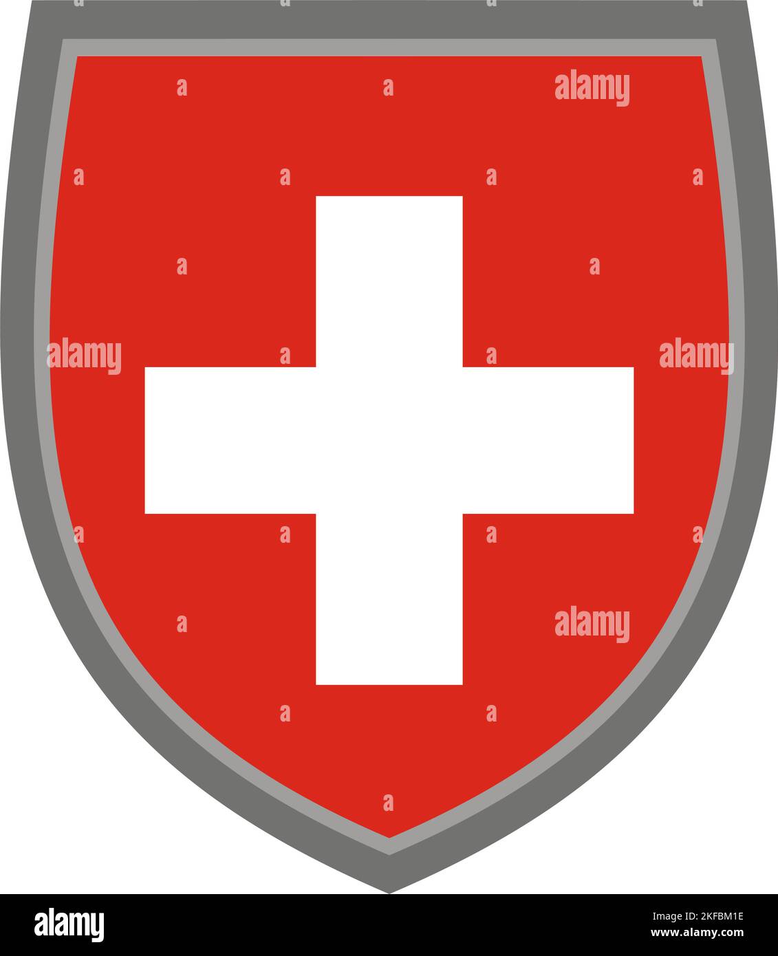 Bouclier aux couleurs du drapeau de la Suisse, drapeau suisse coupé Illustration de Vecteur
