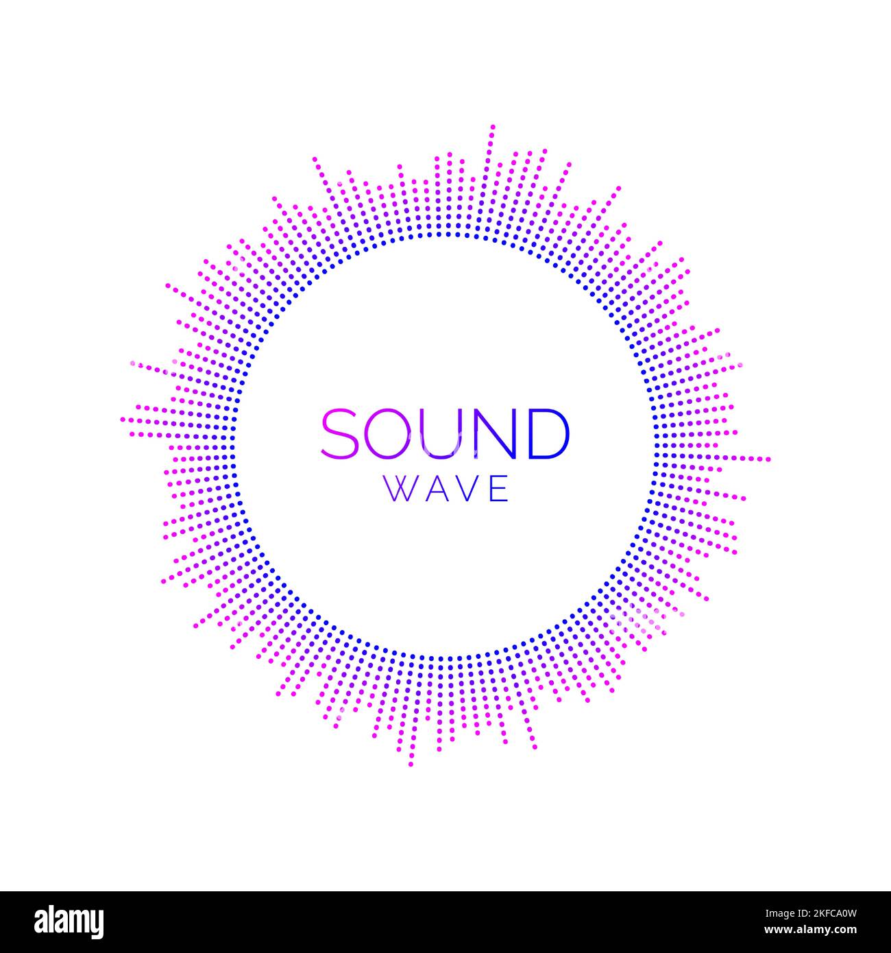 Visualisation de l'onde sonore circulaire. Égaliseur de lecteur de musique en pointillés. Signal audio radial ou élément de vibration. Reconnaissance vocale. Épicentre, cible, radar Illustration de Vecteur