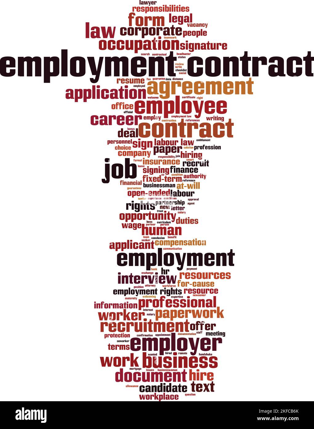 Concept de nuage de mot de contrat d'emploi. Collage de mots sur le contrat de travail. Illustration vectorielle Illustration de Vecteur