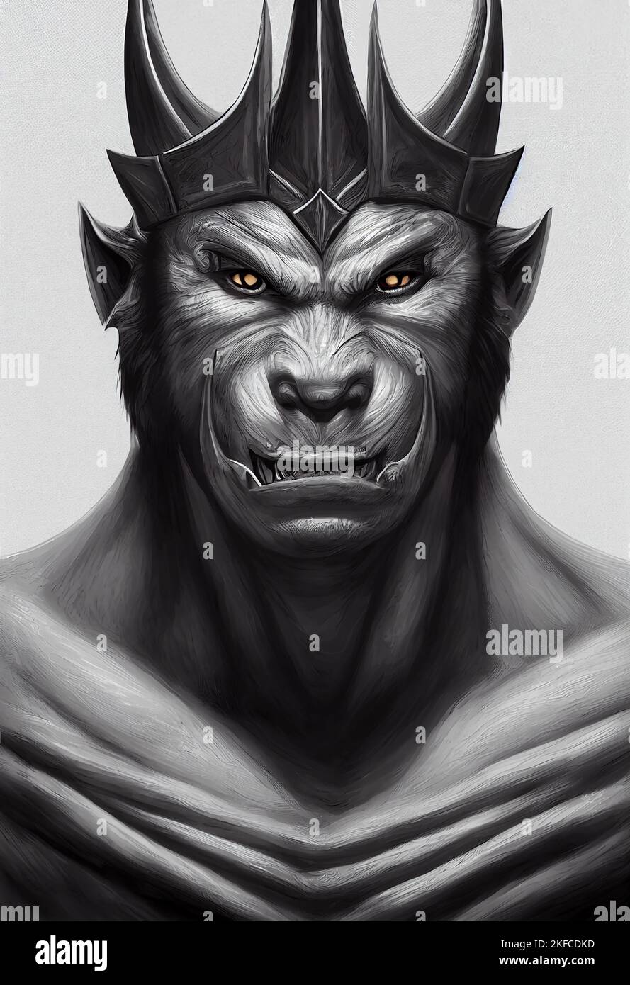 Une ai a généré une œuvre d'art d'un personnage de loupgarou menaçant avec des yeux jaune