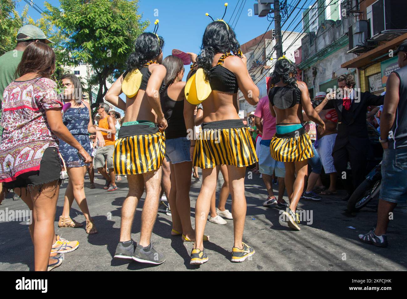 Salvador, Bahia, Brésil - 08 février 2016: Les gens sont habillés de caractère et de marche pendant le quartier Carnaval dans la ville de Salvador, cal Banque D'Images