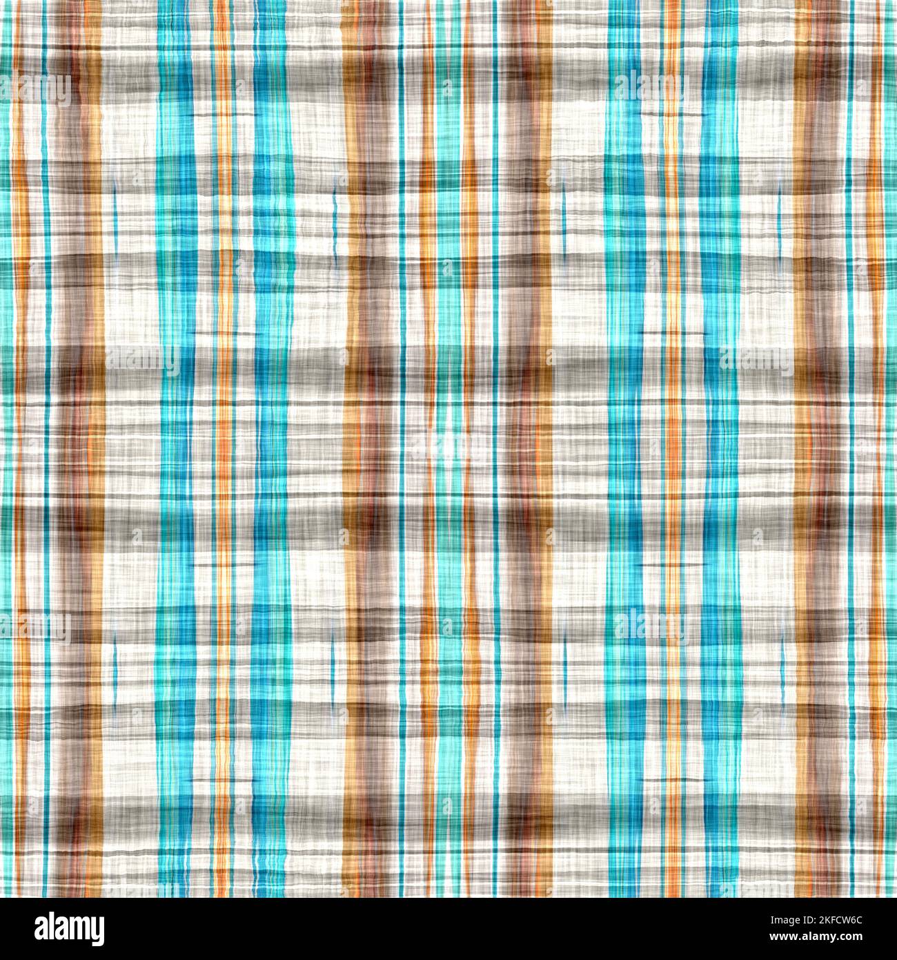 Carrelage en tissu à carreaux de la maison de plage côtière rustique sarcelle. Nuance de répétition de Vichy en tissu flanelle sans couture. Banque D'Images