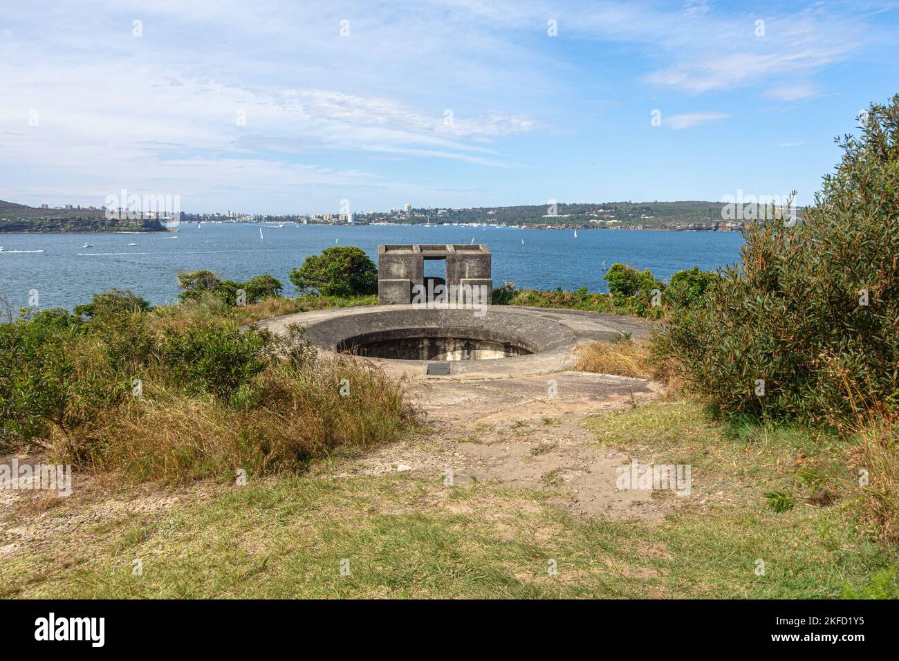 La batterie intérieure de la tête moyenne des fortifications de la tête moyenne qui surplombent le port nord de Sydney, en Australie Banque D'Images
