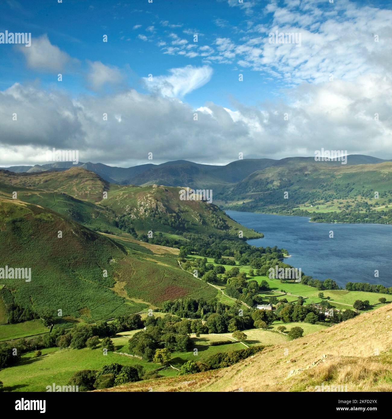 Sandwick hameau vu de Hallin Fell, sur la rive est d'Ullswater dans le parc national de Lake District Cumbria Angleterre Banque D'Images