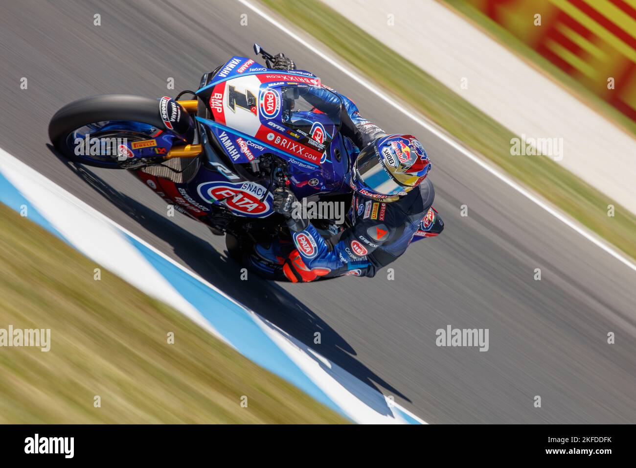 Phillip Island, Australie, 18 novembre 2022. Championnat du monde FIM Superbike. Toprak Razgatlioglu, Pata Yamaha World Superbike Team. Razgatlioglu a terminé le week-end première séance d'entraînement deuxième plus rapide globalement derrière Jonathan Rea. Banque D'Images