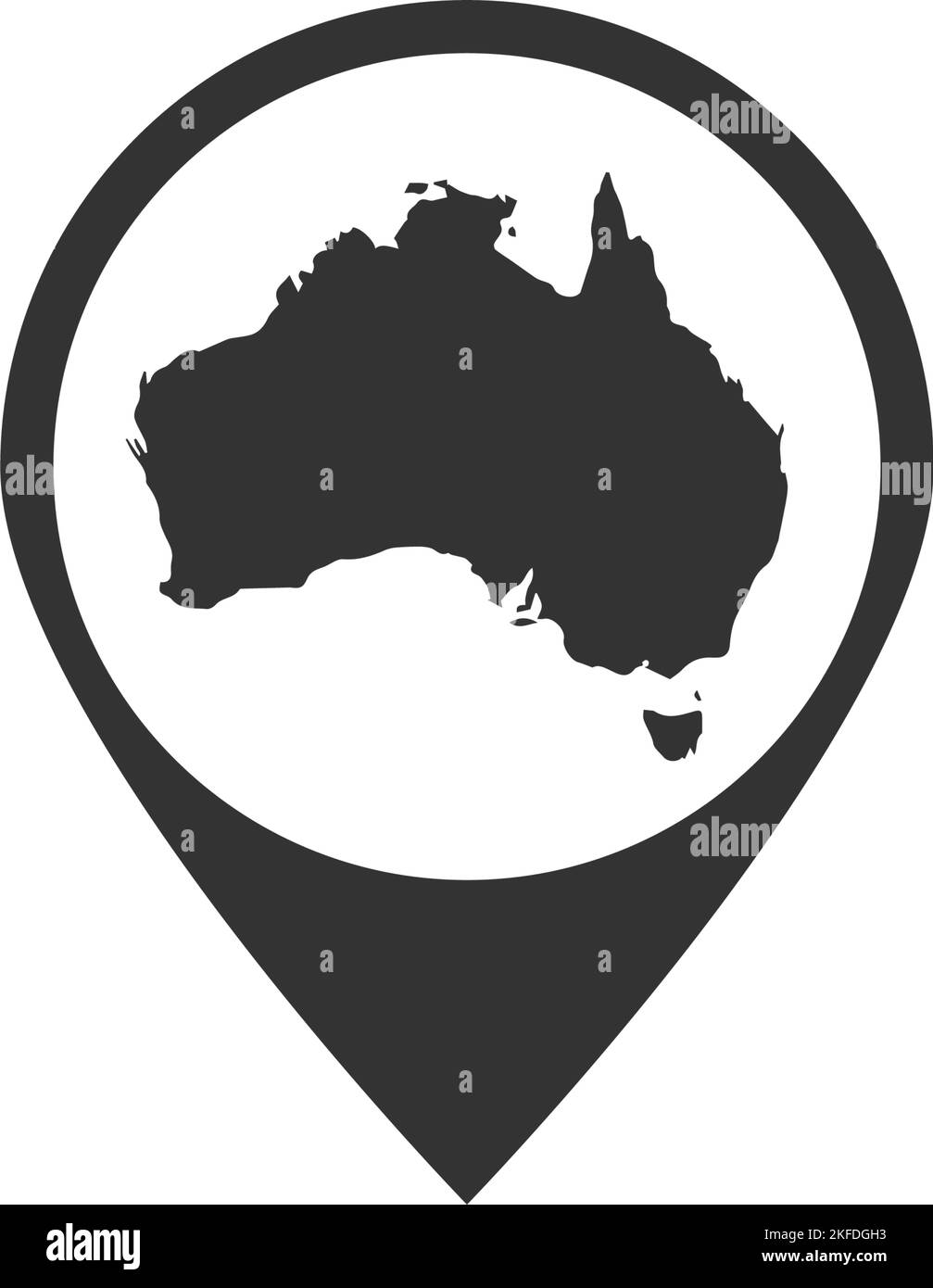 Un contour noir de la carte australienne à l'intérieur d'une broche de localisation isolée sur un fond blanc Illustration de Vecteur
