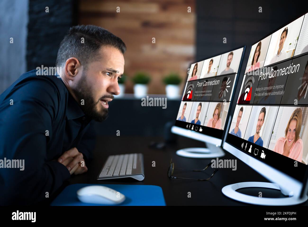 Problèmes de connexion vidéo incorrects. Signal haut débit faible Banque D'Images
