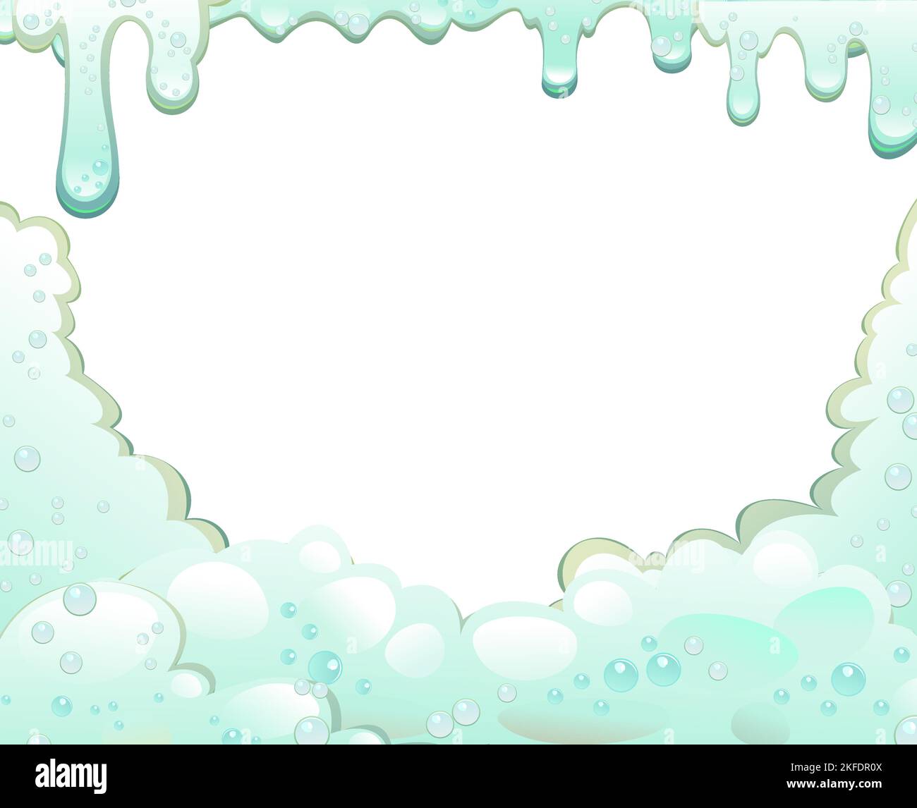 Mousse et gouttes. Objets avec espace pour le texte. Liquides moussants. Eau, détergent ou produit alimentaire. Isolé sur fond blanc. Vecteur Illustration de Vecteur