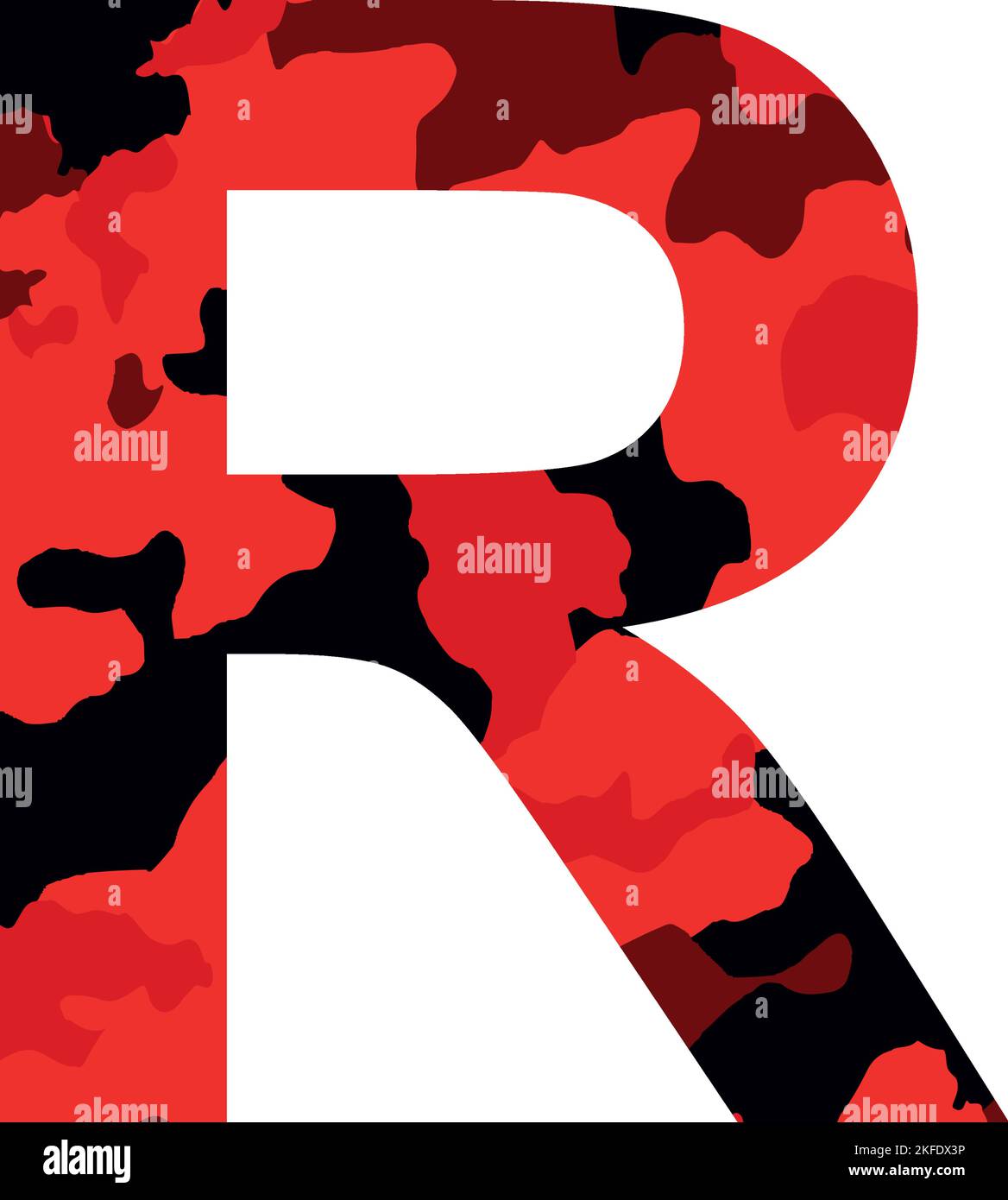 Lettre de l'alphabet anglais R, style kaki isolé sur fond blanc - illustration vectorielle Illustration de Vecteur