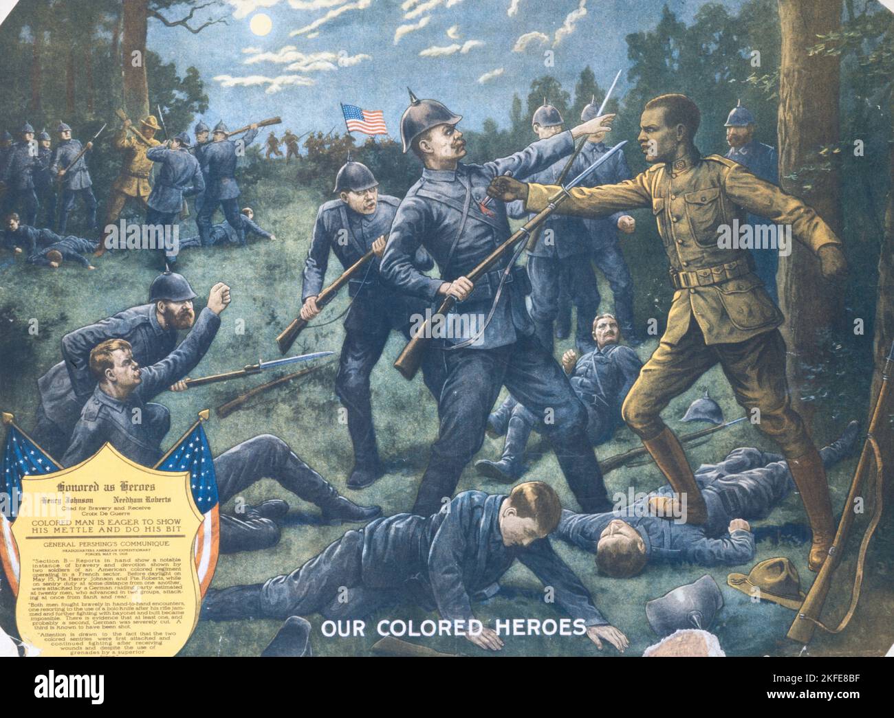 Nos héros colorés. Henry Johnson, Needham Roberts, honoré comme Heroes, 1918. Banque D'Images