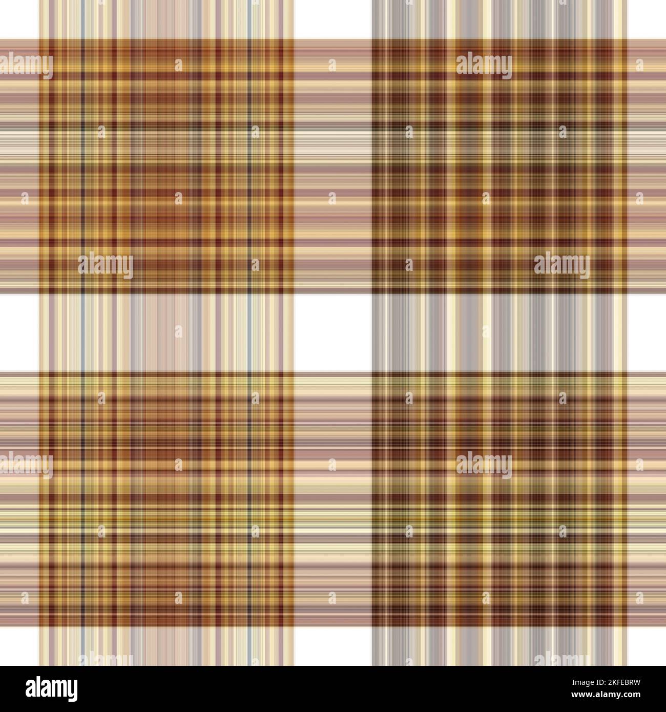 Tissu écossais blanc forêt à motif sans couture. Motif écossais de forêt automnale ton sur ton avec texture organique. Arrière-plan de bande orange pour papier peint rugueux. Banque D'Images