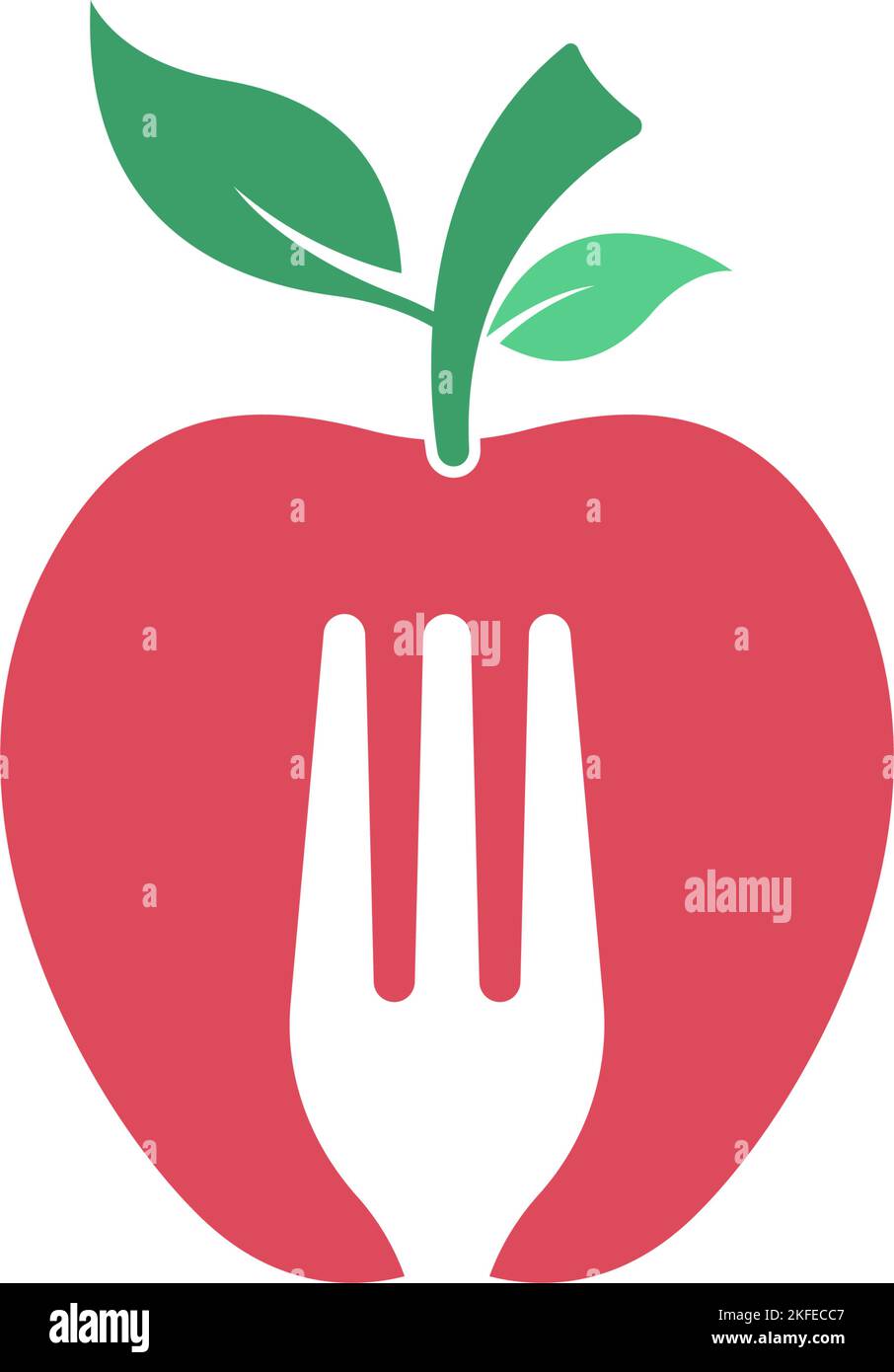 Un logo représentant une pomme rouge avec un contour de fourche, illustration vectorielle Illustration de Vecteur