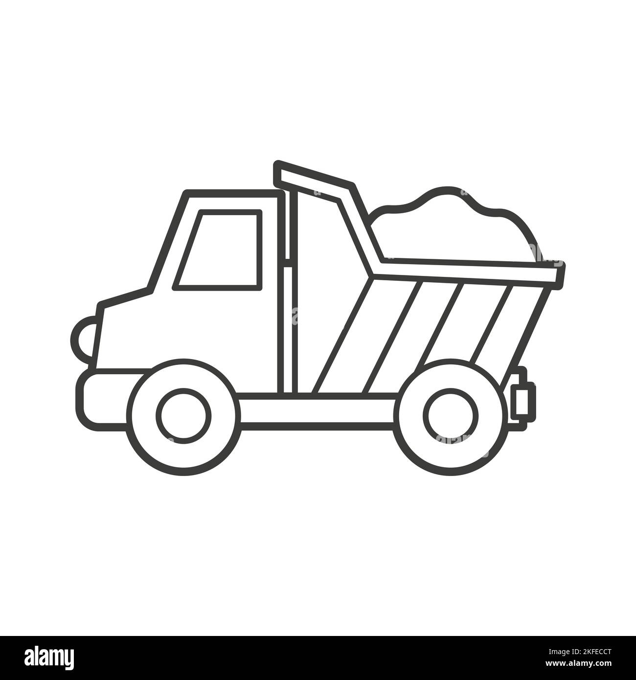 Illustration vectorielle d'un tombereau à benne basculante. Style d'icône avec contour noir. Livre de coloriage pour enfants Illustration de Vecteur