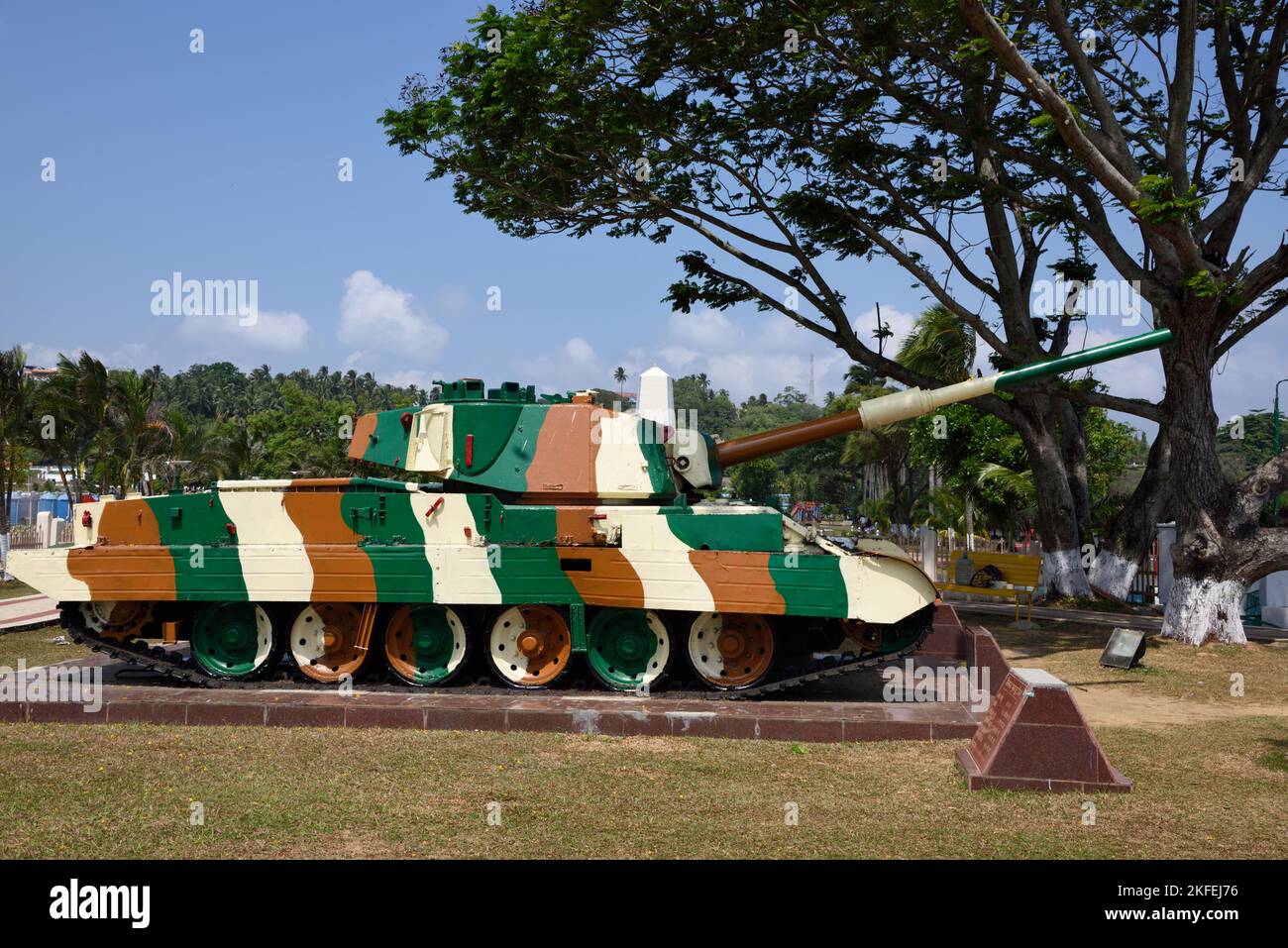 Char de combat de l'armée, parc Gandhi, Port Blair, île Andaman du Sud, îles Andaman et Nicobar, territoire de l'Union, UT, Inde Banque D'Images