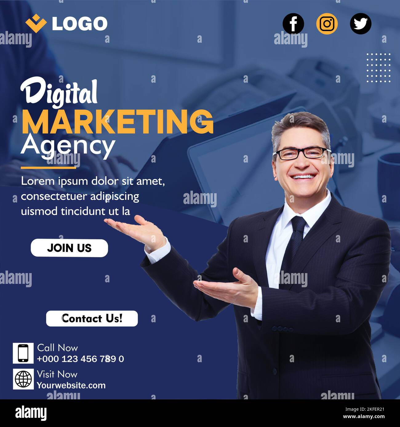 Business Corporate social Media Post Template pour l'agence de marketing numérique Illustration de Vecteur