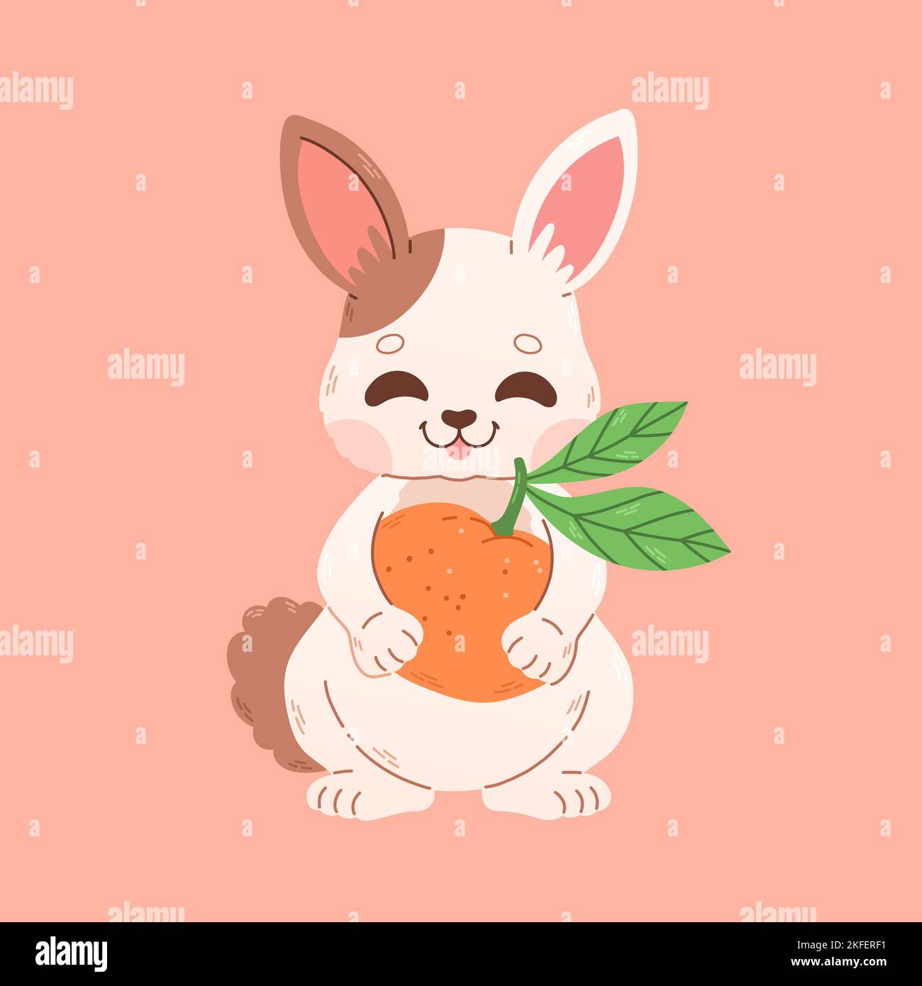 Bonne carte de vœux chinoise du nouvel an 2023 avec joli lapin et mandarine. 2023 carte CNY. Vecteur Illustration de Vecteur
