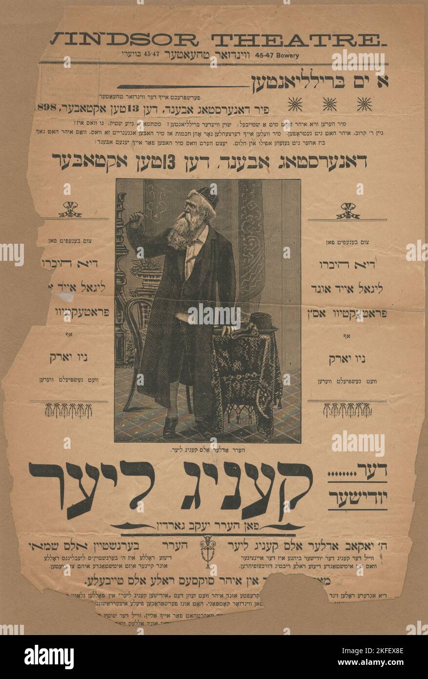 Der Yudisher Kenig Lier, c1898-10-13. [Editeur: Windsor Theatre; lieu: New York] titre(s) supplémentaire(s): Le Roi juif Lear Banque D'Images